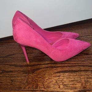 Pink velvet heels